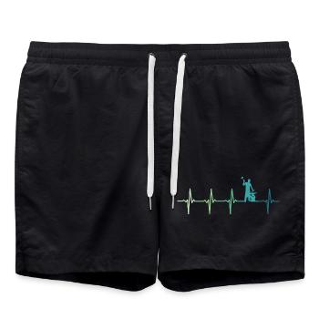 blacksmith hammer heartbeat metalworker - Swim Trunks - black - Front - AI Model Male 185 light (185cm)