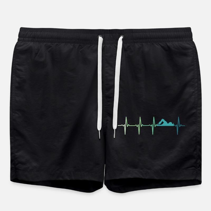 Schwimmendes Herzschlag-Schwimmer-Geschenk - Badeshorts - Schwarz