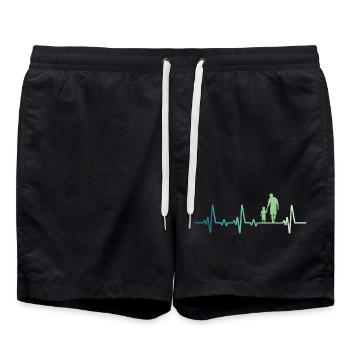 Father and Son Heartbeat Gift Dad Son - Swim Trunks - black - Front - AI Model Male 185 light (185cm)