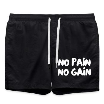 No pain no gain - Swim Trunks - black - Front - AI Model Male 185 light (185cm)