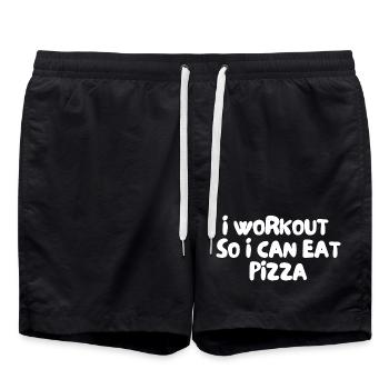 Je fais du sport pour pouvoir manger de la pizza - Short de bain - noir - Devant - AI Model Male 185 light (185cm)