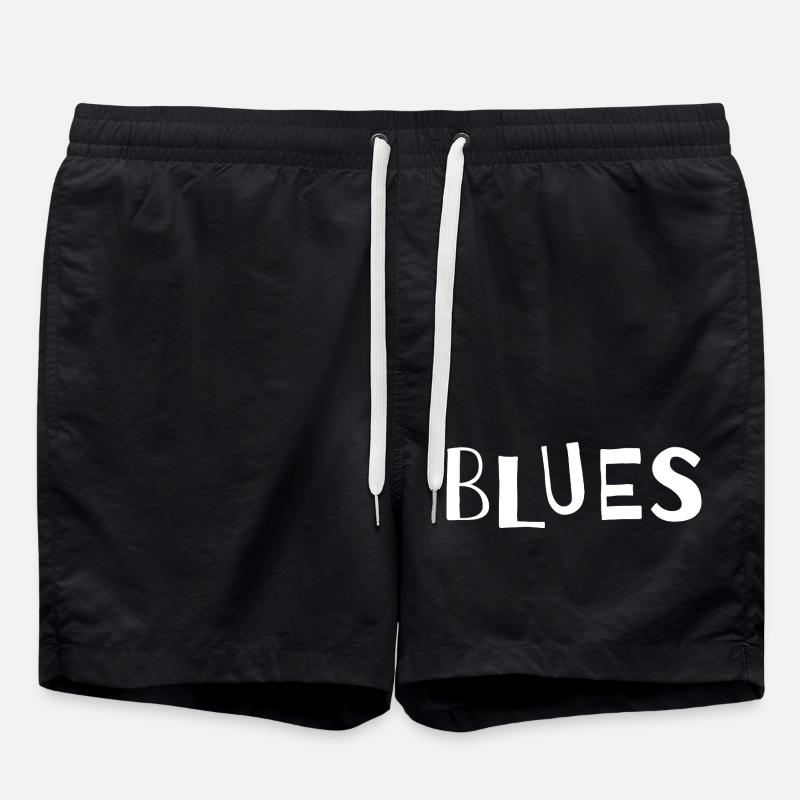 Distressed Blues Typografie - Badeshorts - Schwarz
