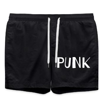 Punk-Logo Urbanes Design - Badeshorts - Schwarz - Vorne - AI Model Male 185 light (185cm)