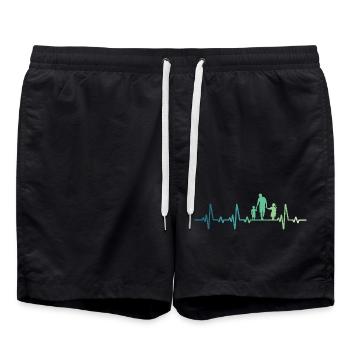 Father and daughter - father and son, dad, son and daughter - Swim Trunks - black - Front - AI Model Male 185 light (185cm)