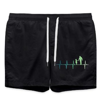 Vater und Tochter, Herzschlag, Vater und Tochter - Badeshorts - Schwarz - Vorne - AI Model Male 185 light (185cm)