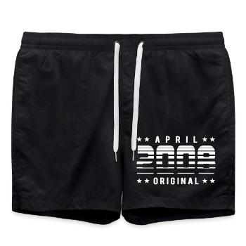 April 2008 Original Striped Vintage Geburtstag - Badeshorts - Schwarz - Vorne - AI Model Male 185 light (185cm)