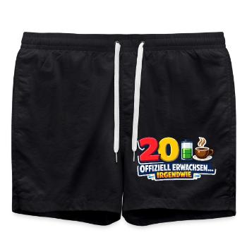 Zwanzig: Offiziell Erwachsen Irgendwie - Badeshorts - Schwarz - Vorne - AI Model Male 185 light (185cm)