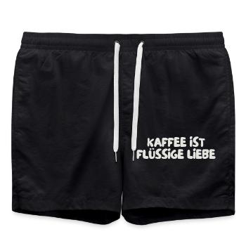Kaffee ist flüssige Liebe - Badeshorts - Schwarz - Vorne - AI Model Male 185 light (185cm)