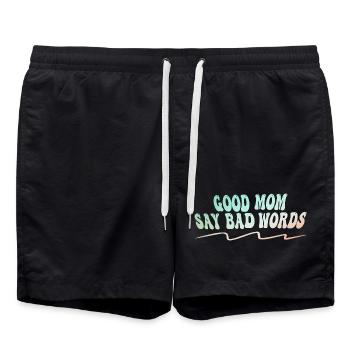Gute Mama Flucht Lustiges Mutter Sprüche Design - Badeshorts - Schwarz - Vorne - AI Model Male 185 light (185cm)