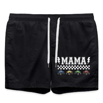 Monster Truck Mama Coole Mutter Offroad Design - Badeshorts - Schwarz - Vorne - AI Model Male 185 light (185cm)