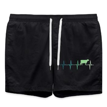 cow heartbeat cows farmer - Swim Trunks - black - Front - AI Model Male 185 light (185cm)