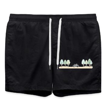Scène cyclable sur les sentiers forestiers - Short de bain - noir - Devant - AI Model Male 185 light (185cm)