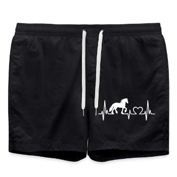 Horse Shirt, Friesian Horse Friesland - Swim Trunks - black - Front - AI Model Male 185 light (185cm)