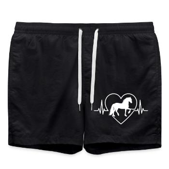 Horse Shirt, Friesian Horse Friesland - Swim Trunks - black - Front - AI Model Male 185 light (185cm)