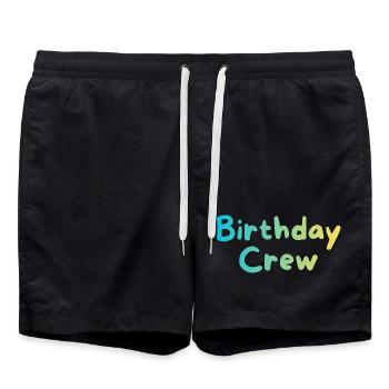 Birthday Crew - Badeshorts - Schwarz - Vorne - AI Model Male 185 light (185cm)