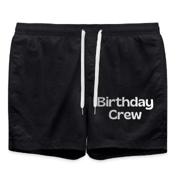 Birthday Crew - Badeshorts - Schwarz - Vorne - AI Model Male 185 light (185cm)
