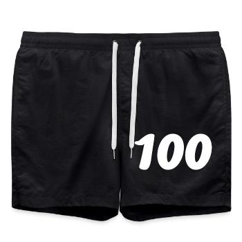 100. 100 JAHRE. 100-JÄHRIGES JUBILÄUM. GEBURTSTAG 100 - Badeshorts - Schwarz - Vorne - AI Model Male 185 light (185cm)