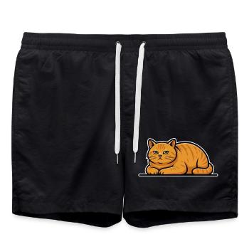 Vintage Red Cat Tabby Lying Quiet Portrait - Swim Trunks - black - Front - AI Model Male 185 light (185cm)