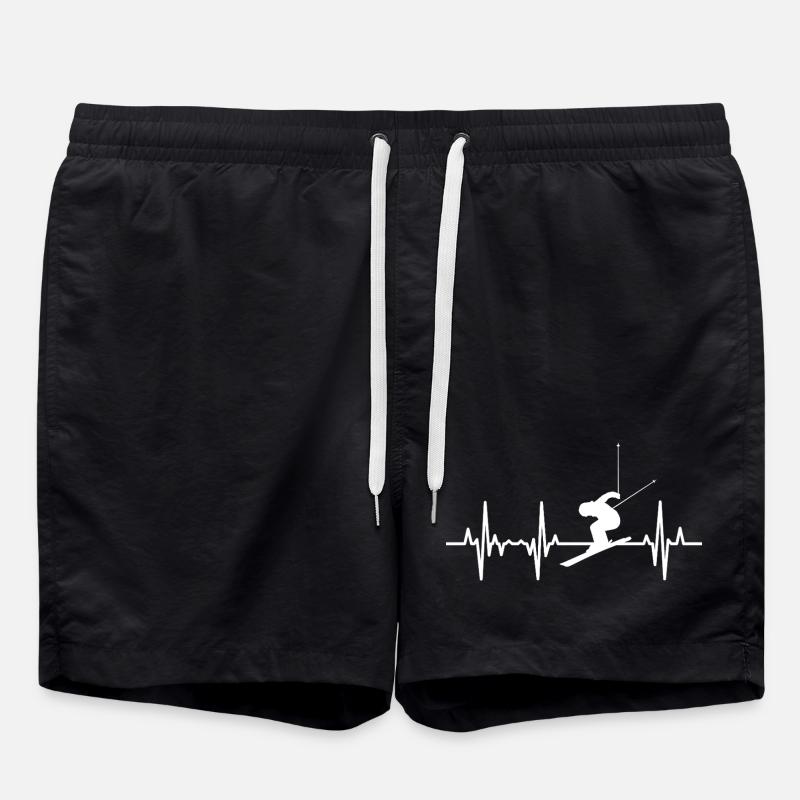 Skiing Heartbeat - Swim Trunks - black