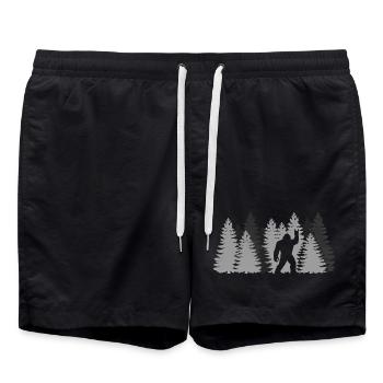 Bigfoot Rock on Sign Sasquatch Yeti Forest - Swim Trunks - black - Front - AI Model Male 185 light (185cm)
