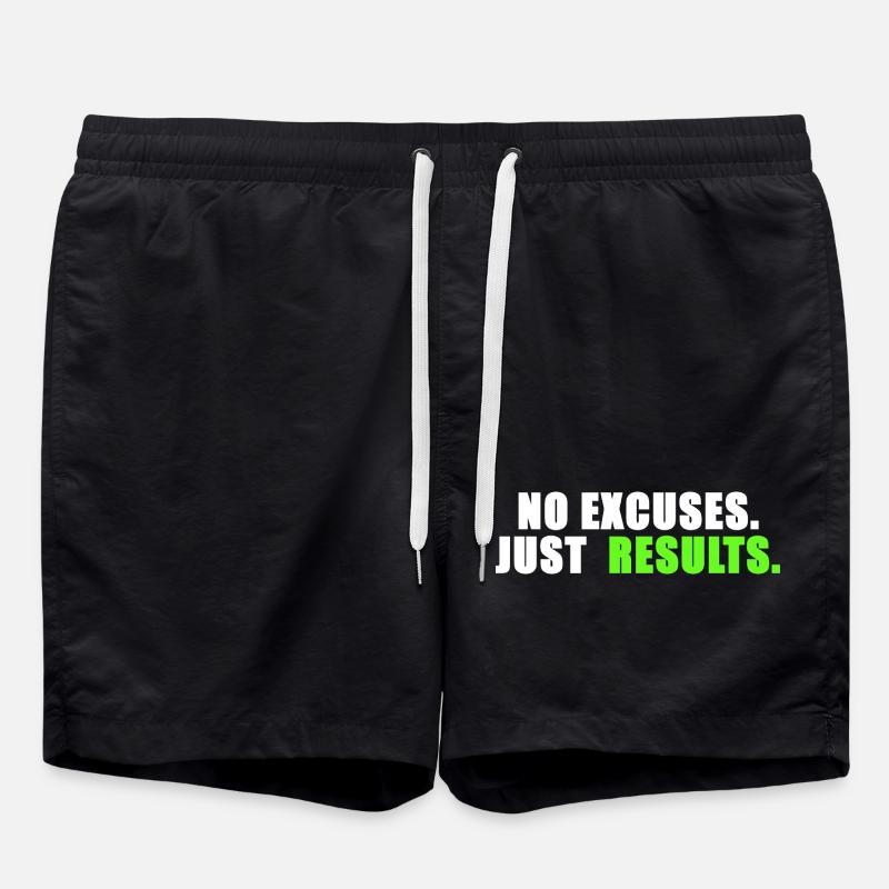No excuses. Just results. - Swim Trunks - black