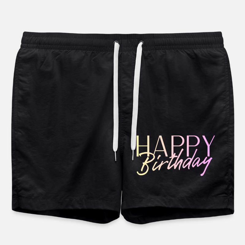Happy Birthday - Badeshorts - Schwarz
