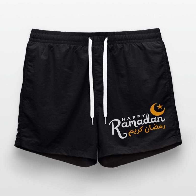 Ramadan Night Crescent Script Swim Trunks