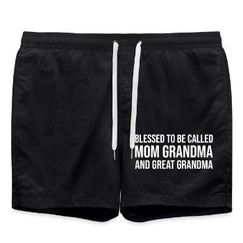 Gesegnet als Oma und Großmama - Swim Trunks - black - Front - AI Model Male 185 light (185cm)