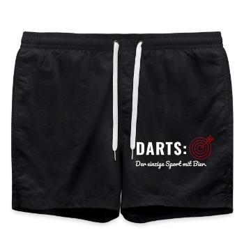 Darts der einzige Sport mit Bier - Lustiges Dartsp - Badeshorts - Schwarz - Vorne - AI Model Male 185 light (185cm)