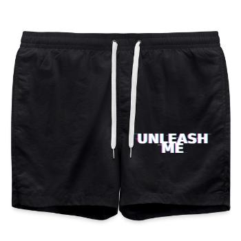 Chemise glitch de LANCE ME – Streetwear audacieux - Short de bain - noir - Devant - AI Model Male 185 light (185cm)