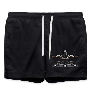 Flugzeug Flug Pilot Flugzeug Fluggesellschaft - Badeshorts - Schwarz - Vorne - AI Model Male 185 light (185cm)