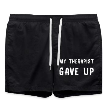 My therapist gave up - Swim Trunks - black - Front - AI Model Male 185 light (185cm)