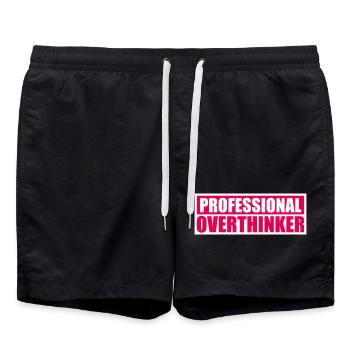 Professional Overthinker Lustig Grübeln Angst Logo - Badeshorts - Schwarz - Vorne - AI Model Male 185 light (185cm)