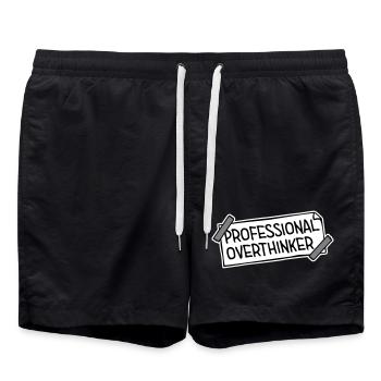 Professional Overthinker Lustig Grübeln Angst Logo - Badeshorts - Schwarz - Vorne - AI Model Male 185 light (185cm)