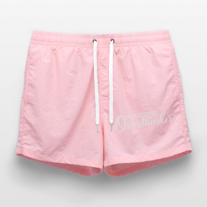 Professional Overthinker Funny Brooding Anxiety Logo Swim Trunks