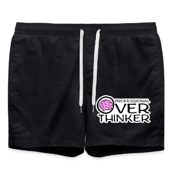 Professional Overthinker Lustig Grübeln Angst Logo - Badeshorts - Schwarz - Vorne - AI Model Male 185 light (185cm)