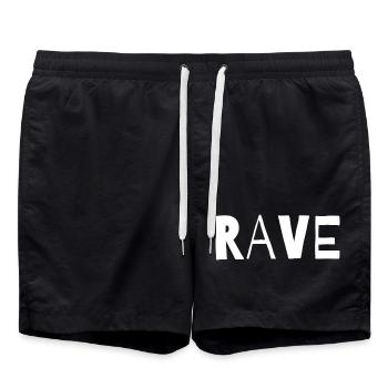 Rave typographic music design - Swim Trunks - black - Front - AI Model Male 185 light (185cm)