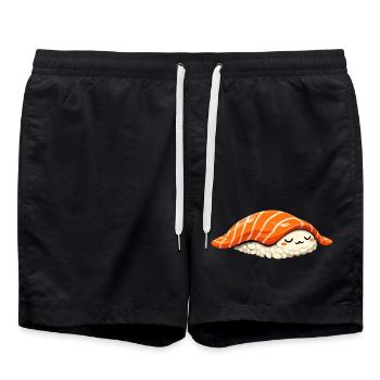Sleeping Nigiri – Retro Japan Sushi Illustration - Badeshorts - Schwarz - Vorne - AI Model Male 185 light (185cm)