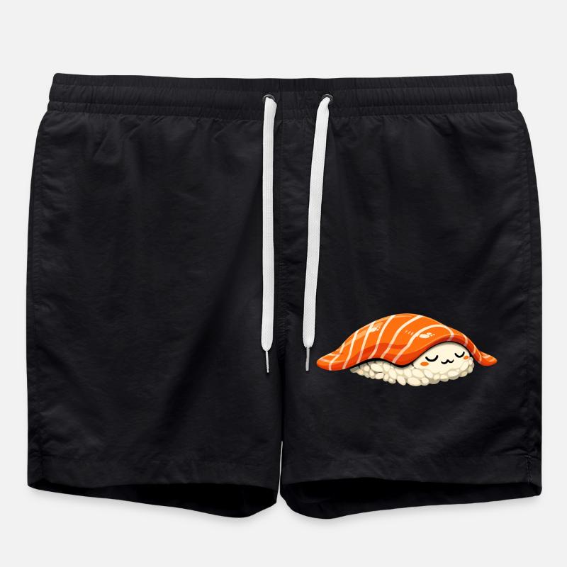 Sleeping Nigiri – Retro Japan Sushi Illustration - Swim Trunks - black