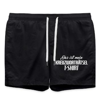 Kreuzworträtsel T Shirt Spruch - Badeshorts - Schwarz - Vorne - AI Model Male 185 light (185cm)