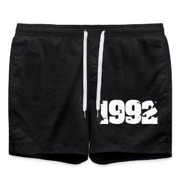 1992 Zerbrochenes Retro-Design - Badeshorts - Schwarz - Vorne - AI Model Male 185 light (185cm)