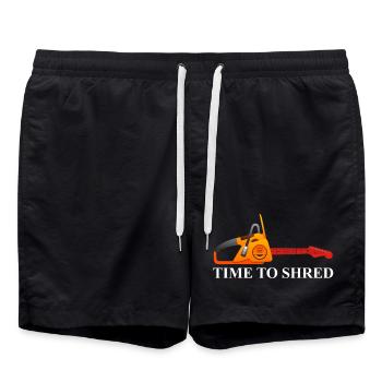 Temps de déchirer – Outil de guitare orange - Short de bain - noir - Devant - AI Model Male 185 light (185cm)