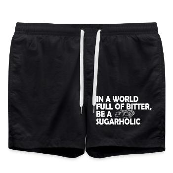 Sugarholic World Bold Tee - Swim Trunks - black - Front - AI Model Male 185 light (185cm)