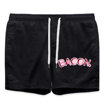 Bacon, bacon, nourriture drôle, viande, gourmet - Short de bain - noir - Devant - AI Model Male 185 light (185cm)