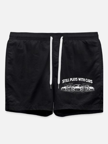 Still Playing with Cars – Funny Car Driver, - Swim Trunks - black