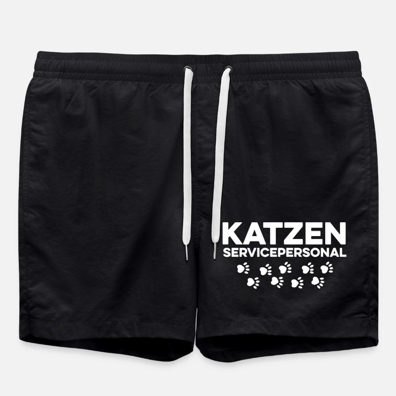 Cats, service staff, funny - Swim Trunks - black