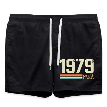 Mai 1979 - Short de bain - noir - Devant - AI Model Male 185 light (185cm)