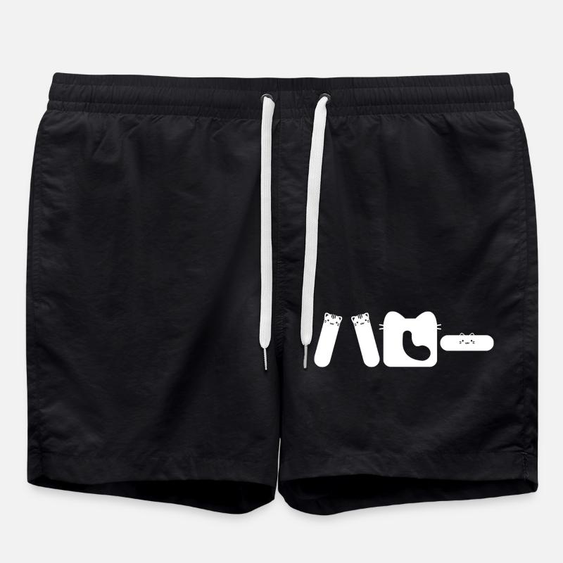 Hello Cat in Japanese - Swim Trunks - black