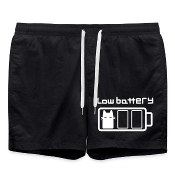 Katze mit wenig Batterie - Badeshorts - Schwarz - Vorne - AI Model Male 185 light (185cm)