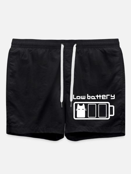 Low battery cat - Swim Trunks - black